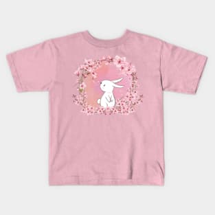 Cherry Blossoms Bunny Kids T-Shirt